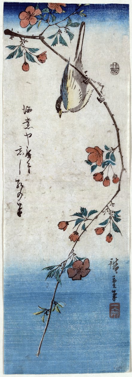 Pisanie pieniędzy na otwarcie (S prosty dzień rd dźwięk A kolumna B ch f spotkanie i kwiaty wiśni) autorstwa Utagawa Hiroshige