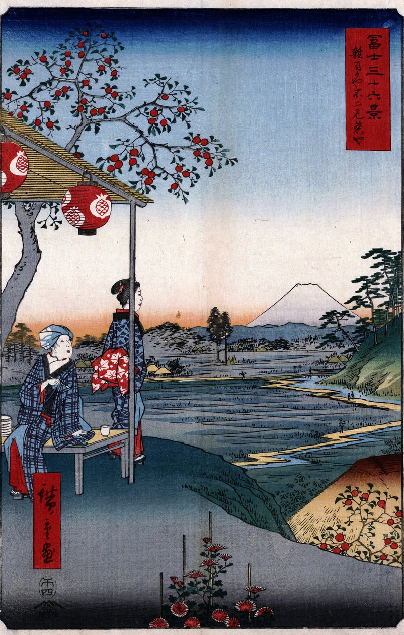 Herbaciarnia z widokiem na górę Fuji autorstwa Utagawa Hiroshige