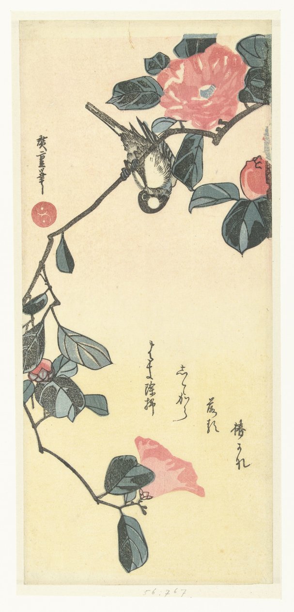 Ptak i kamelia autorstwa Hiroshige (I) , Utagawa