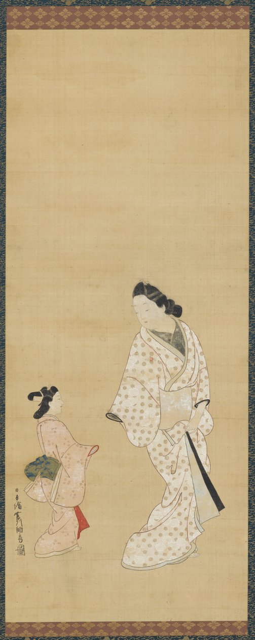 Yujo i dziewczyna, 1688-1697. autorstwa Hishikawa Morofusa