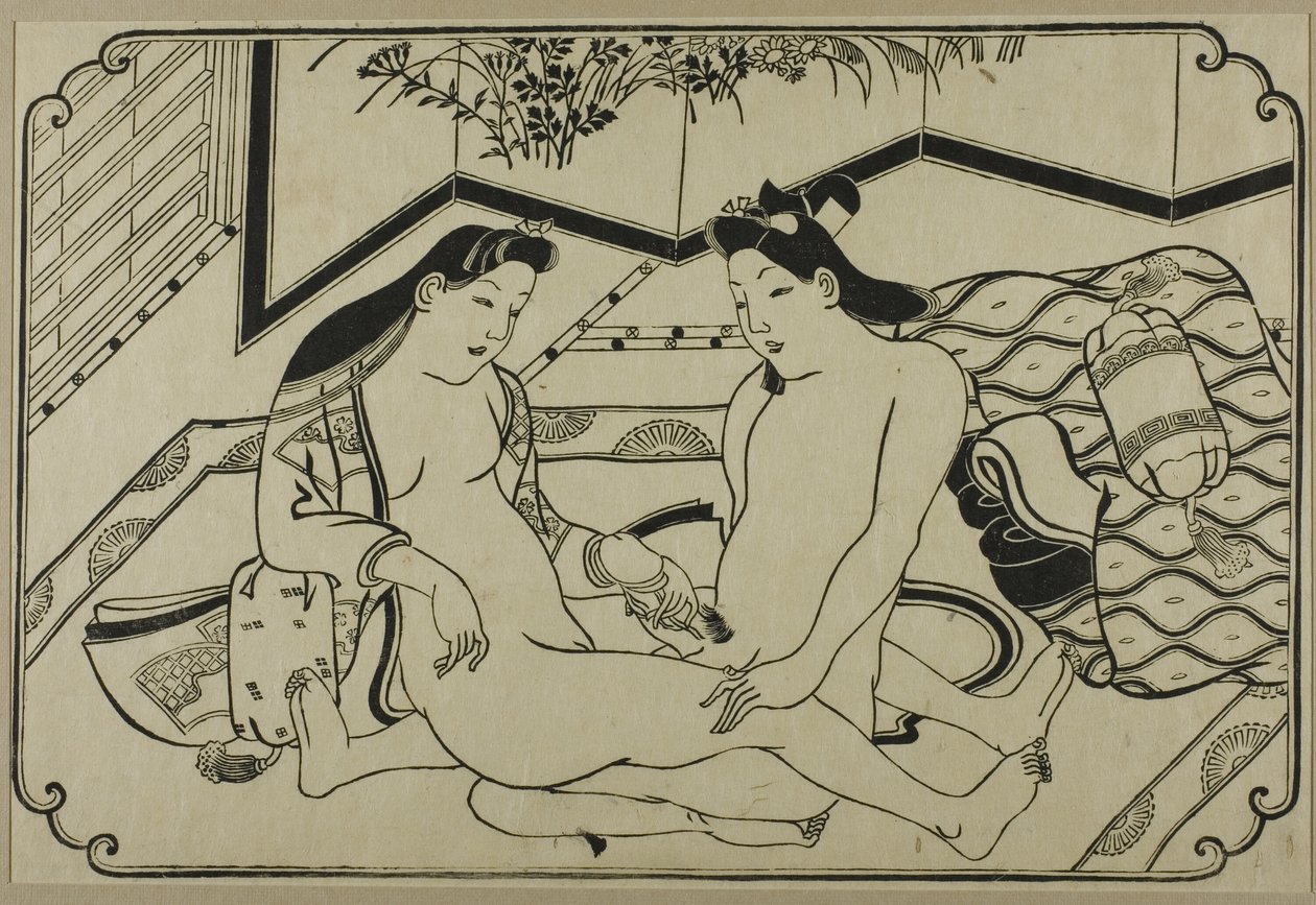Arkusz z albumu shunga autorstwa Hishikawa Moronobu