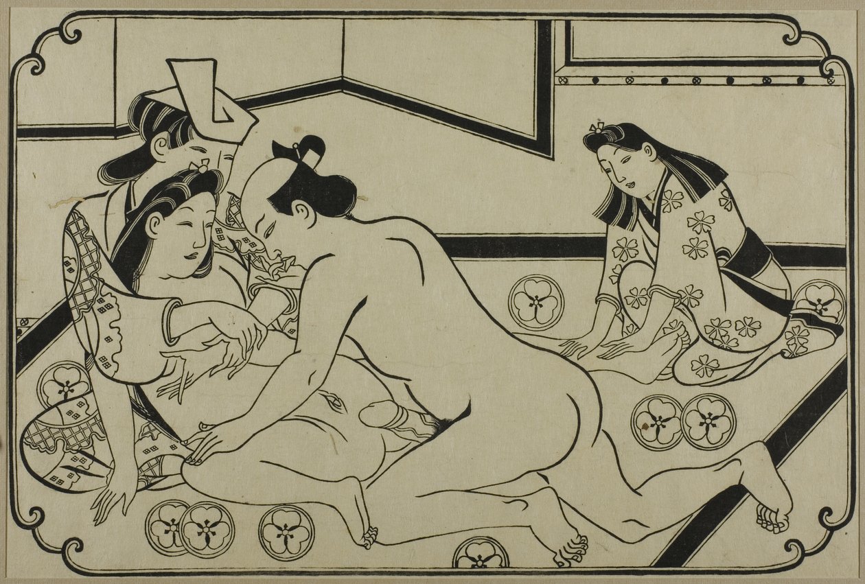 Arkusz z albumu shunga autorstwa Hishikawa Moronobu
