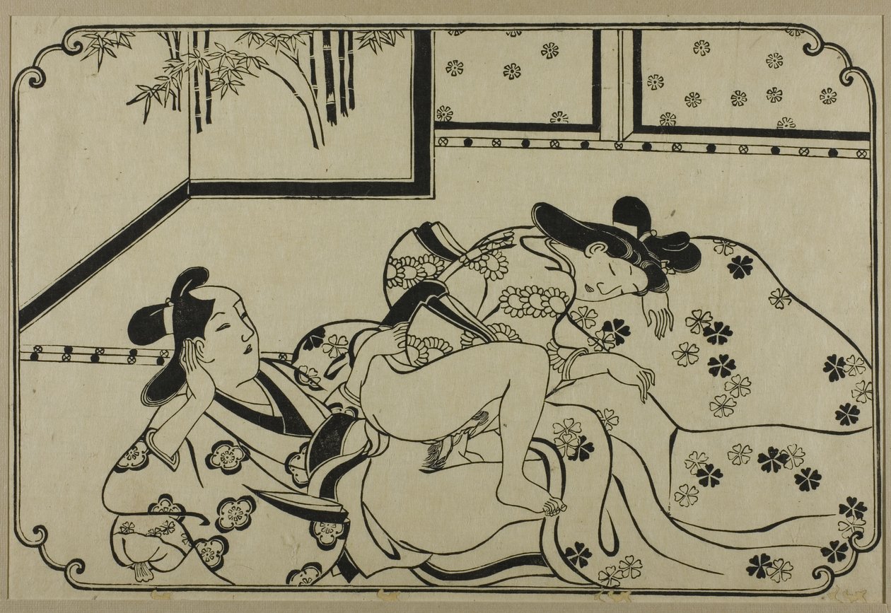 Arkusz z albumu shunga autorstwa Hishikawa Moronobu