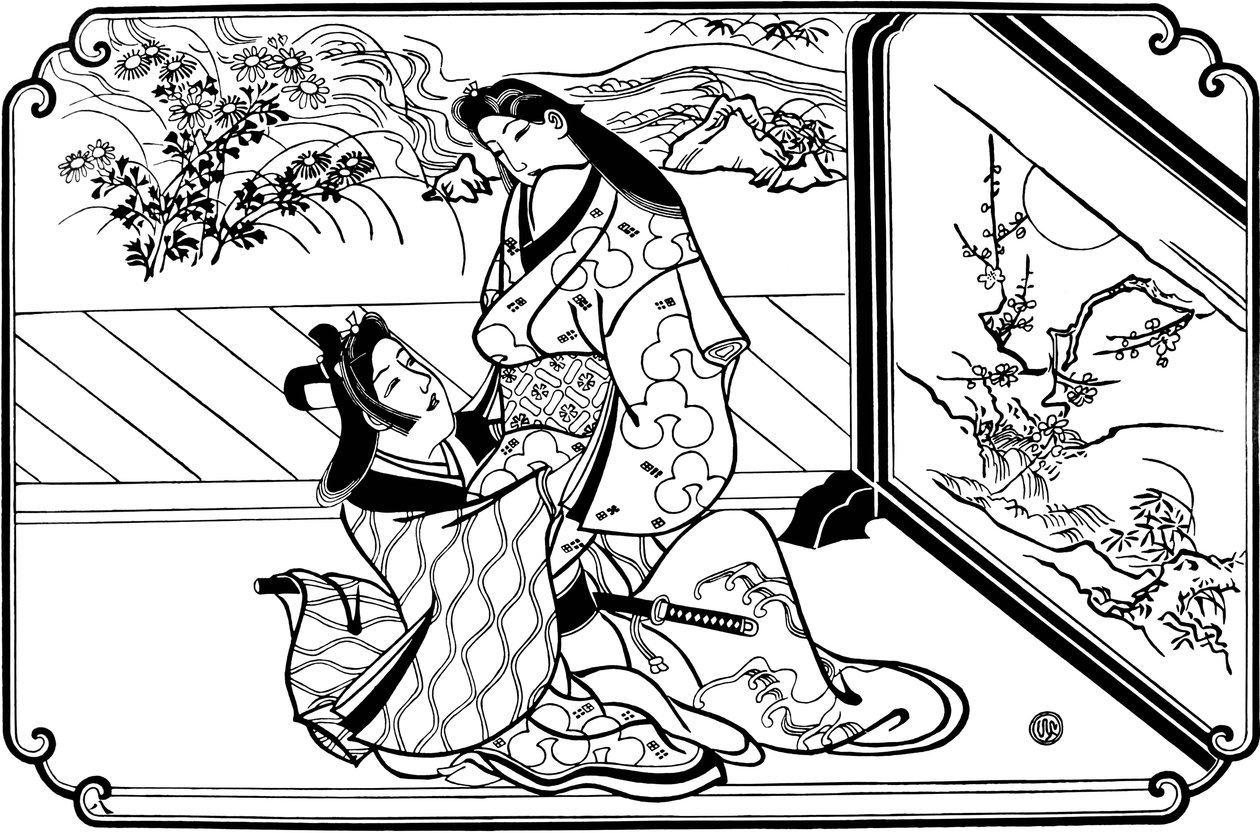 Za ekranem, lata 80. XVII wieku. autorstwa Hishikawa Moronobu