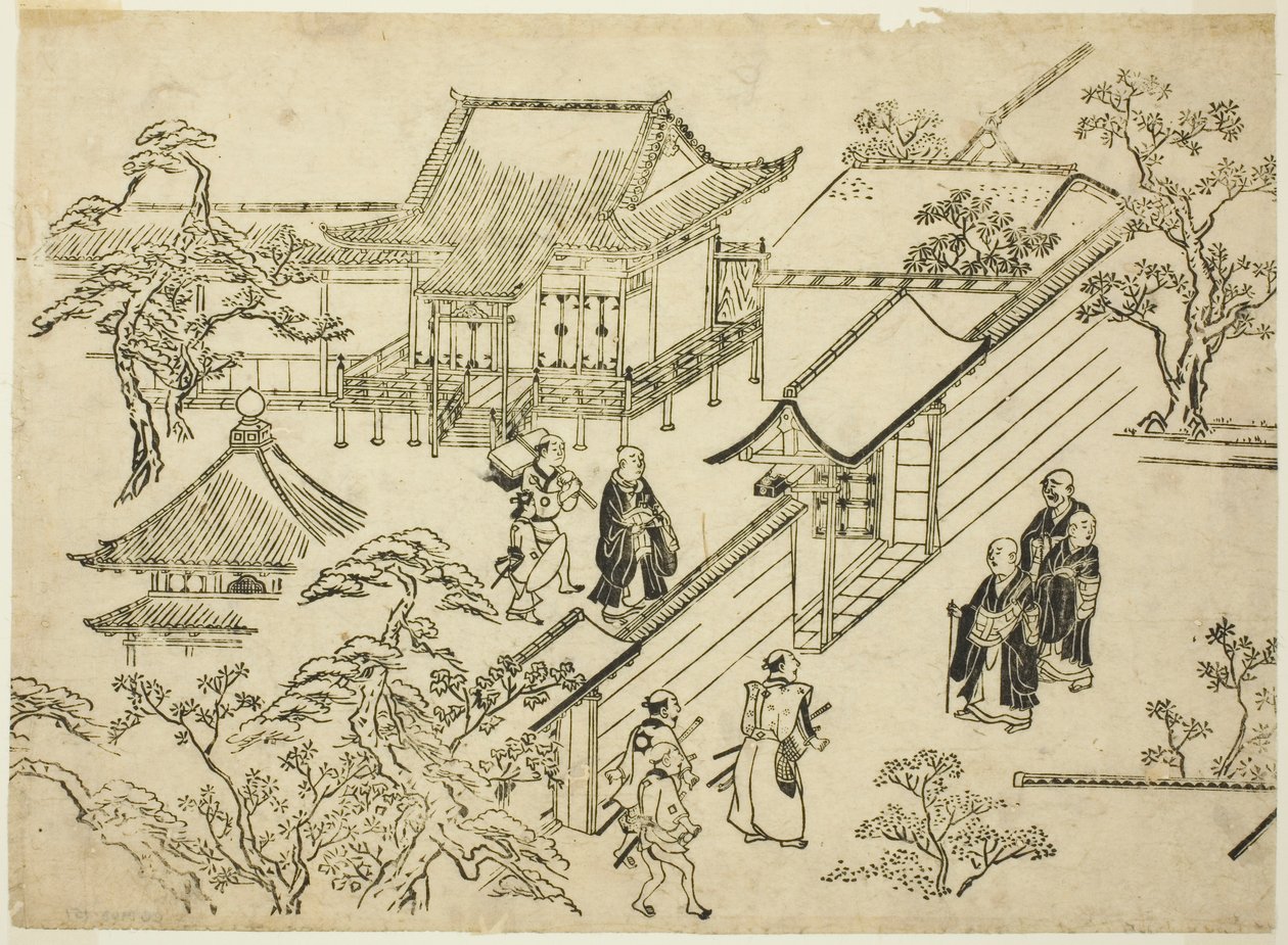 Honbo, z serii „Sceny oglądania kwiatów w Ueno (Ueno hanami no tei)” autorstwa Hishikawa Moronobu