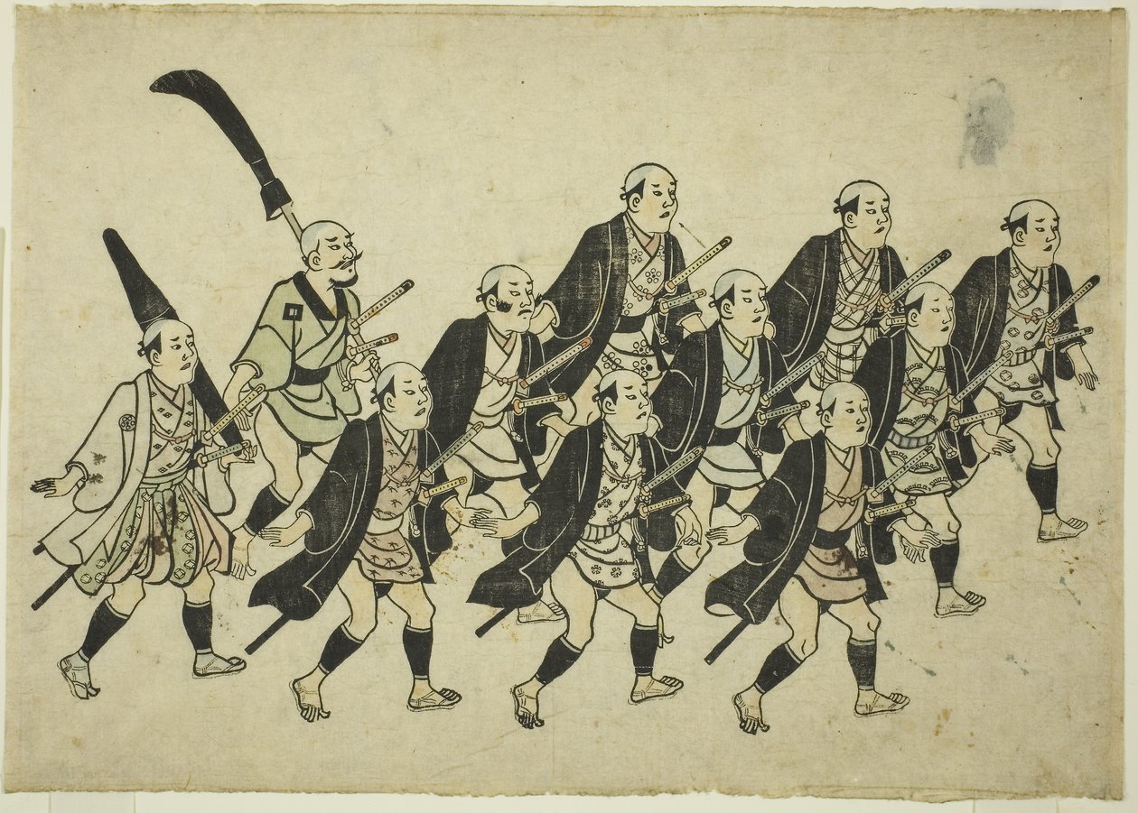 Procesja daimyo, ok. 1681-84 (ręcznie kolorowany drzeworyt; oban yoko-e, sumizuri-e) autorstwa Hishikawa Moronobu