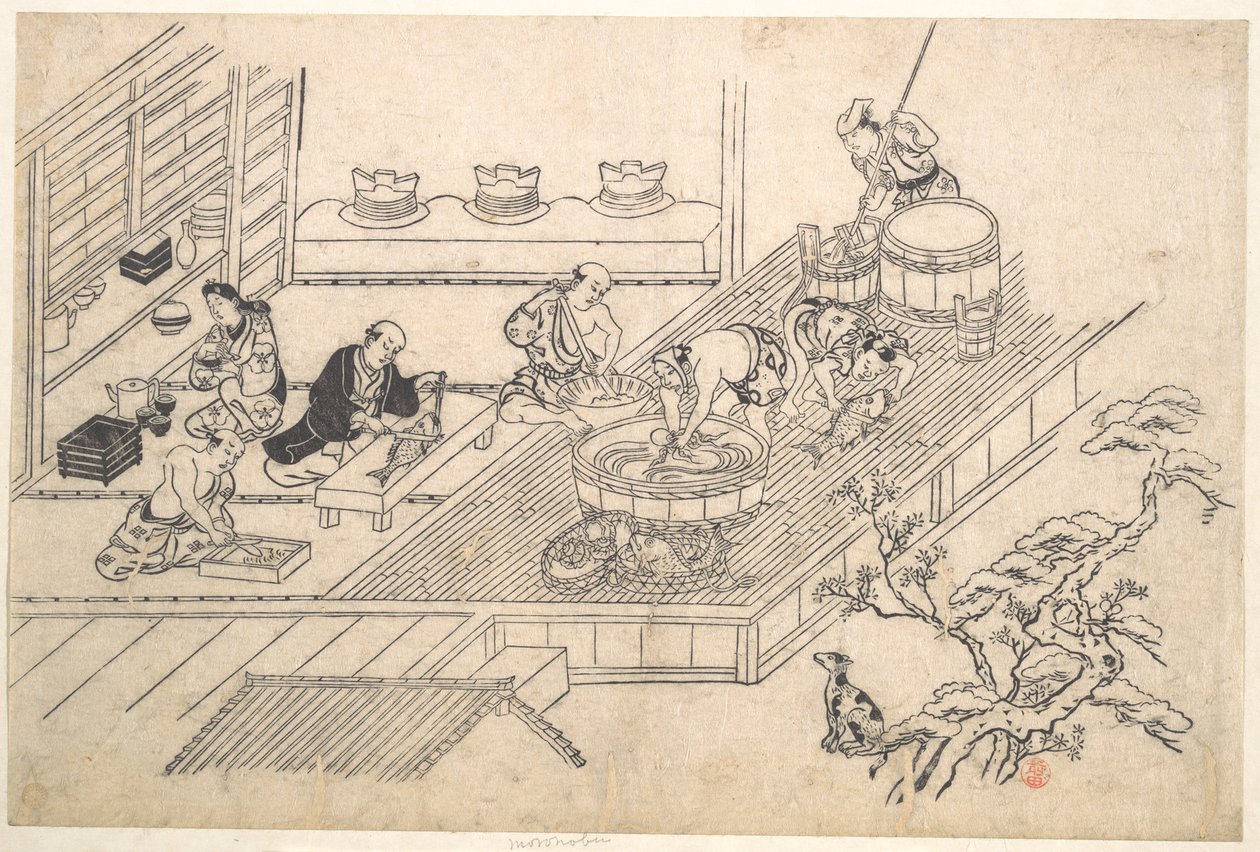 Kuchnia Joroyi autorstwa Hishikawa Moronobu