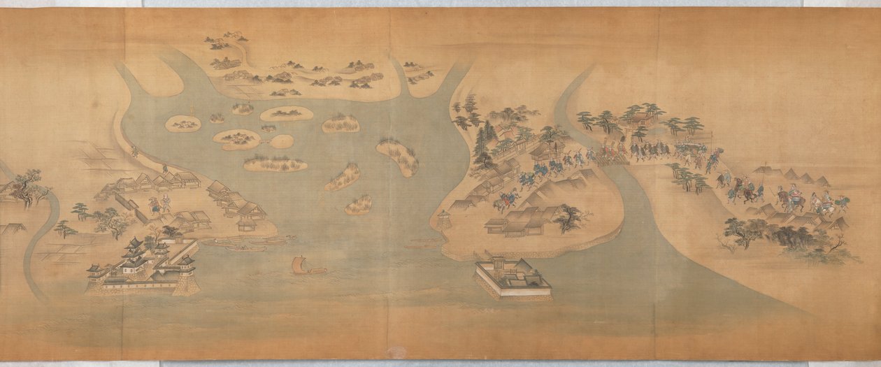 Zwój malarski Tōkaidō autorstwa Hishikawa Moronobu