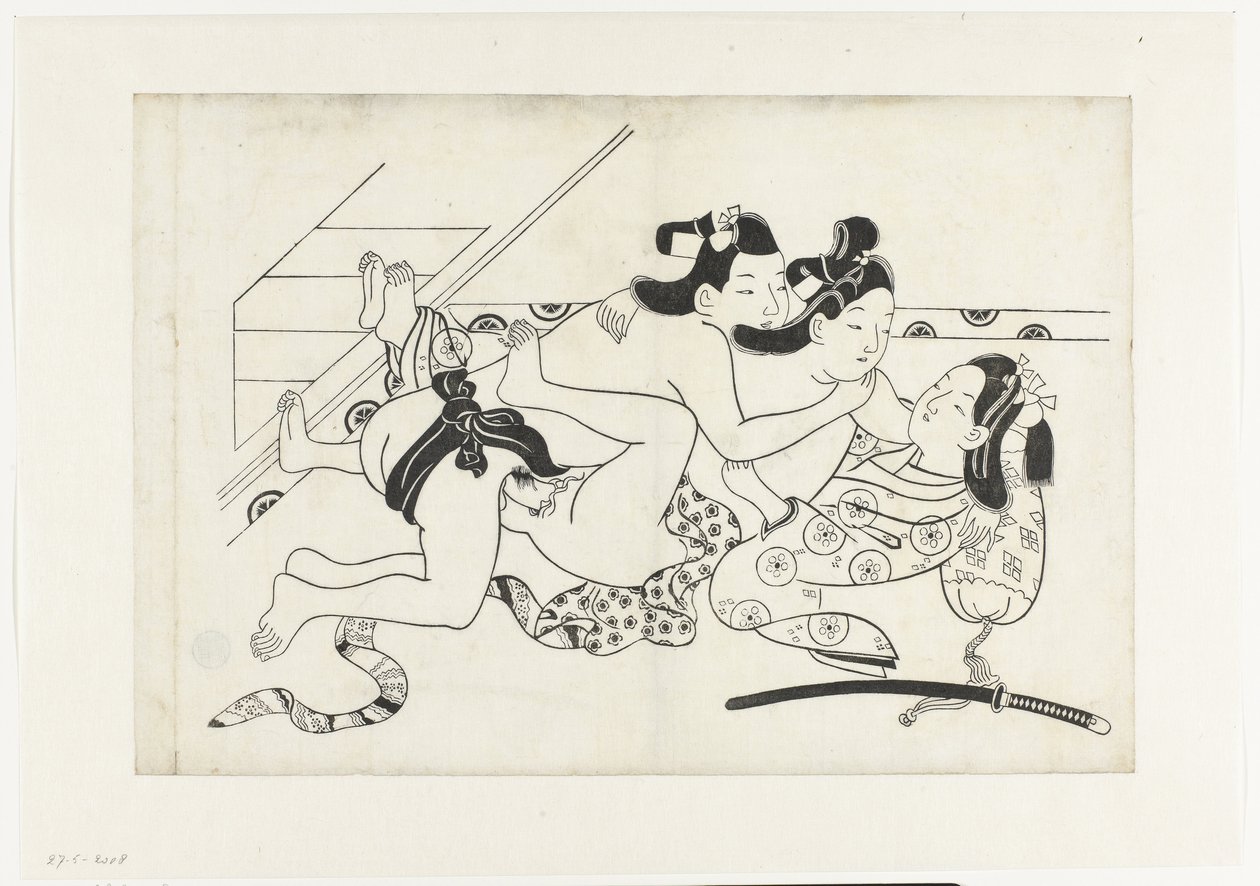Pokaz erotyczny autorstwa Hishikawa Moroshige (attributed to)