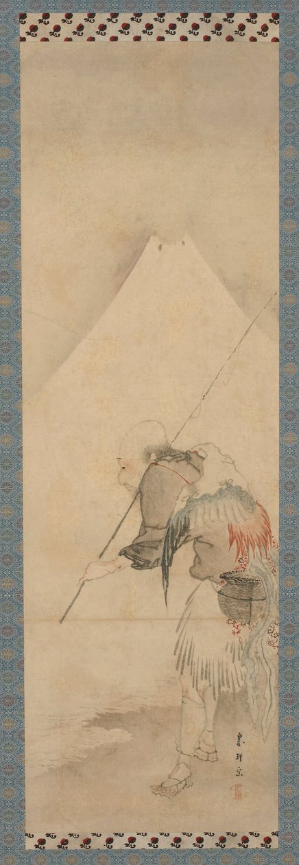 Rybak Hakuryo i góra Fuji, okres Edo, 1770-1820. autorstwa Hishikawa Sori