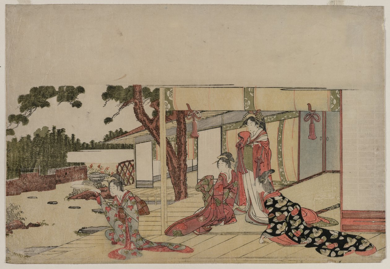 Kobiety na werandzie, ok. godz. 1800. autorstwa Hishikawa Sori III