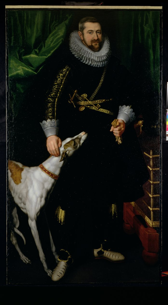 Portret dżentelmena, podobno z rodziny Coudenhouve z Flandrii, ok. 1610-20 (para 121430) autorstwa Hispano Flemish School