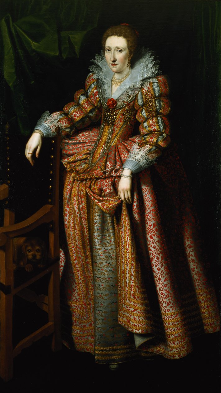 Portret damy podobno z rodziny Coudenhouve z Flandrii, ok. 1610-20 (para 121431) autorstwa Hispano Flemish School