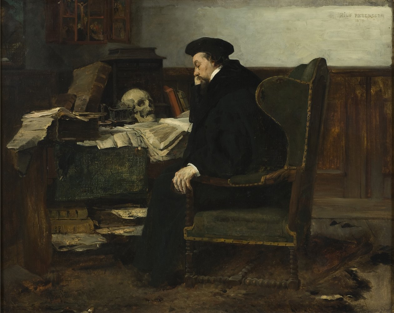 Pochłonięty w swoich studiach, 1874 autorstwa Hjalmer Eilif Emanuel Peterssen