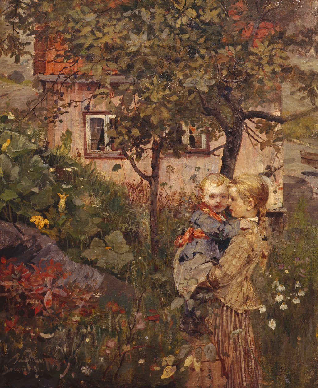 Dzieci w ogrodzie autorstwa Hjalmer Eilif Emanuel Peterssen