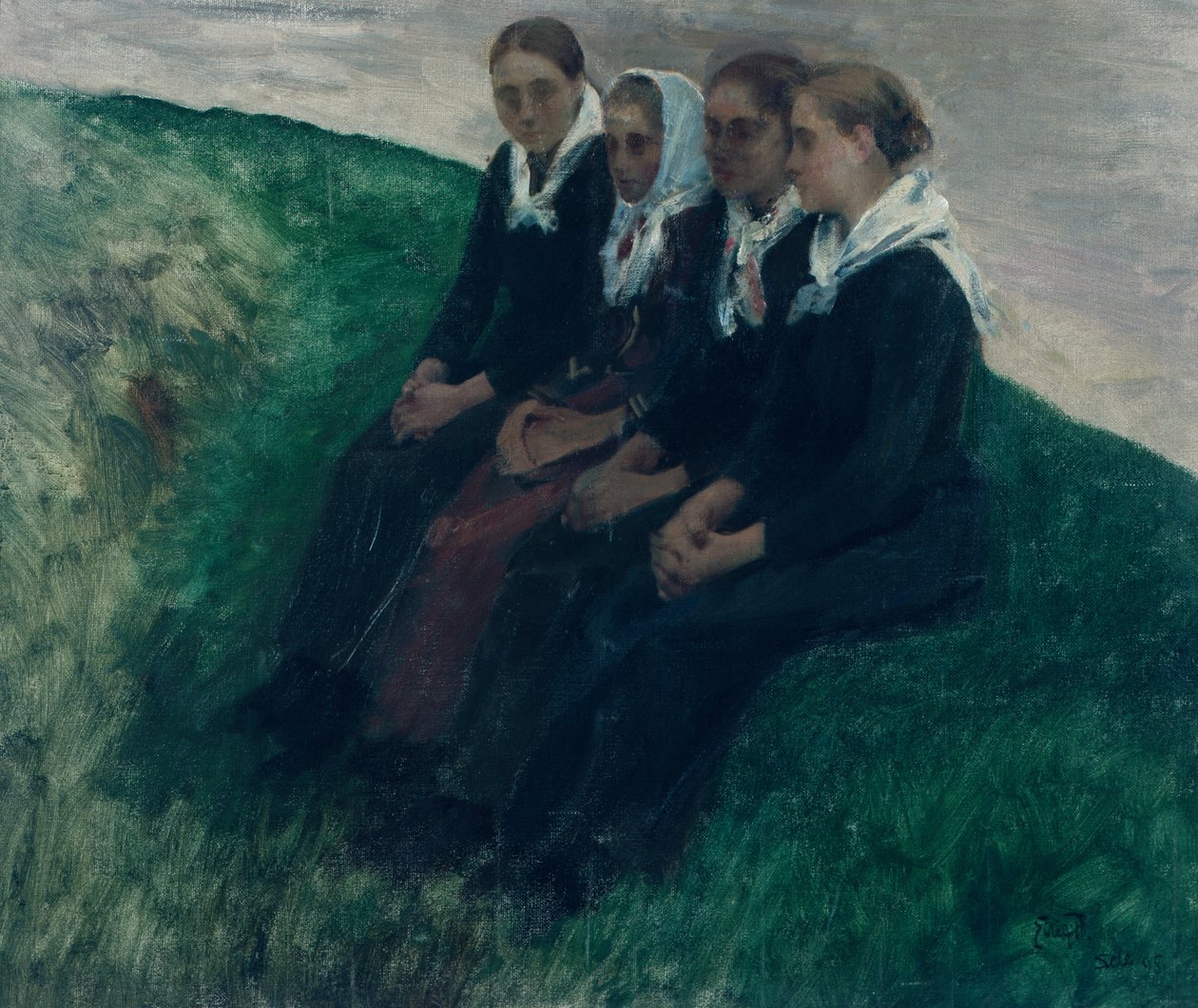 Czterech przyjaciół autorstwa Hjalmer Eilif Emanuel Peterssen
