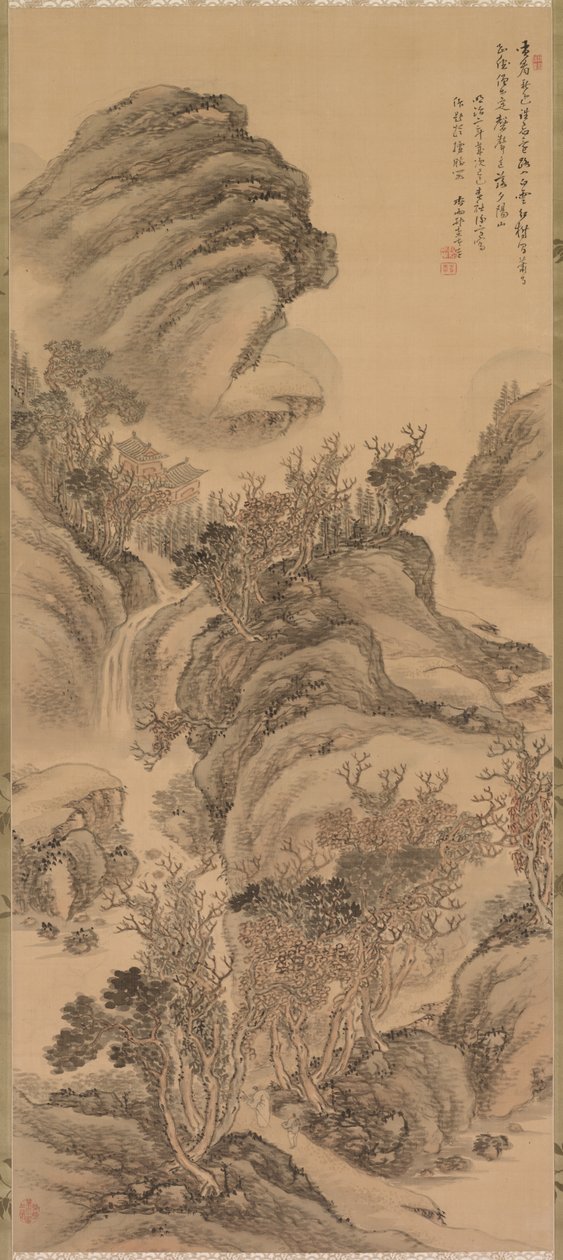 Zachód słońca nad jesiennymi górami, 1869. autorstwa Hoashi En Kyou