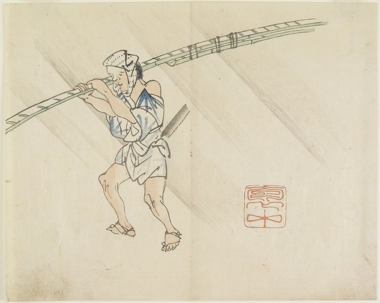 (Sprzedawca tyczek bambusowych), ok. 1830 r. autorstwa Hogyoku