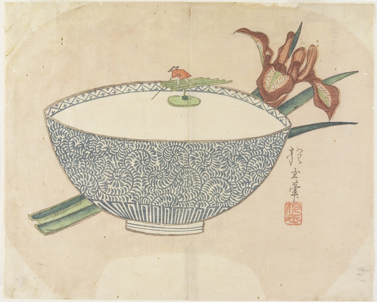 (Miska wody z pływającym maleńkim łodzią), c. 1830 autorstwa Hogyoku