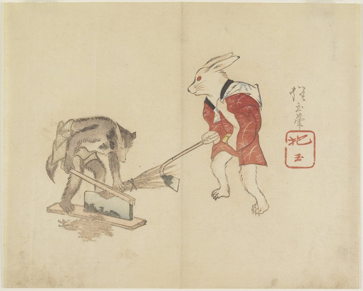 (Słoma do krojenia królika i szopa pracza), 1830 autorstwa Hogyoku