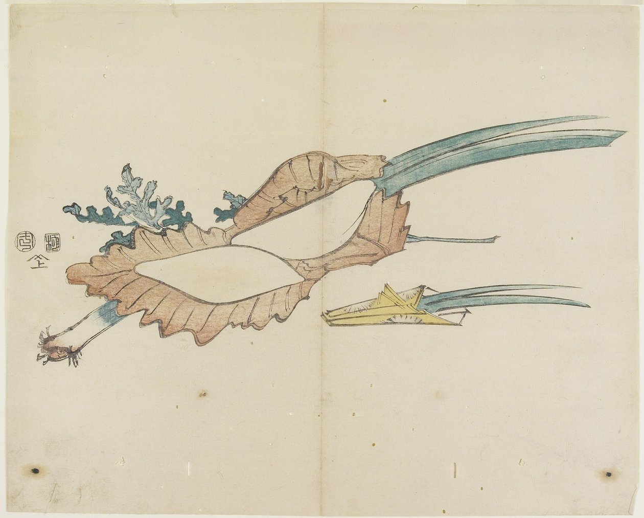 (Ciasto ryżowe i liście irysa na święto chłopców), 1841 autorstwa Hogyoku