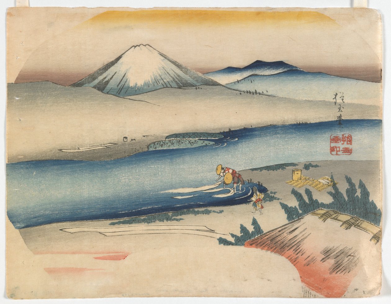 Góra Fuji, okres Edo, ok. 1840 (kolorowy drzeworyt) autorstwa Hogyoku