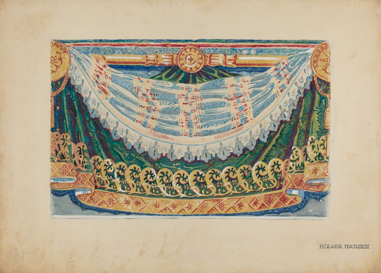 Projekt obramowania papieru ściennego, c. 1939. autorstwa Holger Hansen