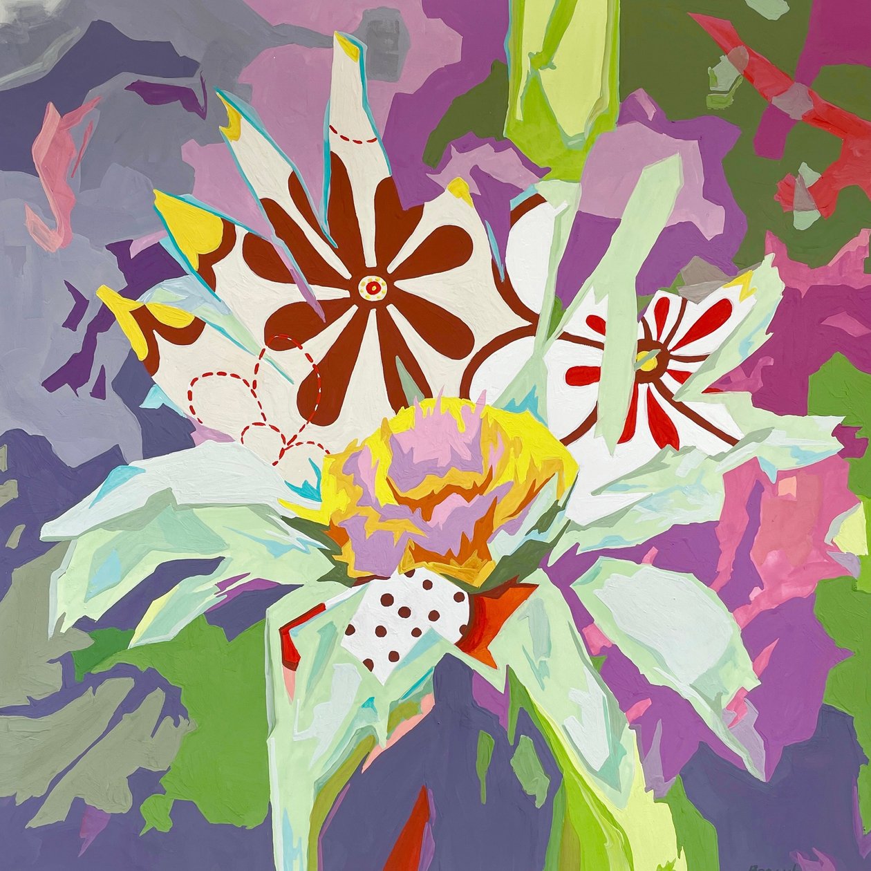 Abstrakcja kwiatowa #1, 2023 (gwasz na papierze) autorstwa Holly Boruck