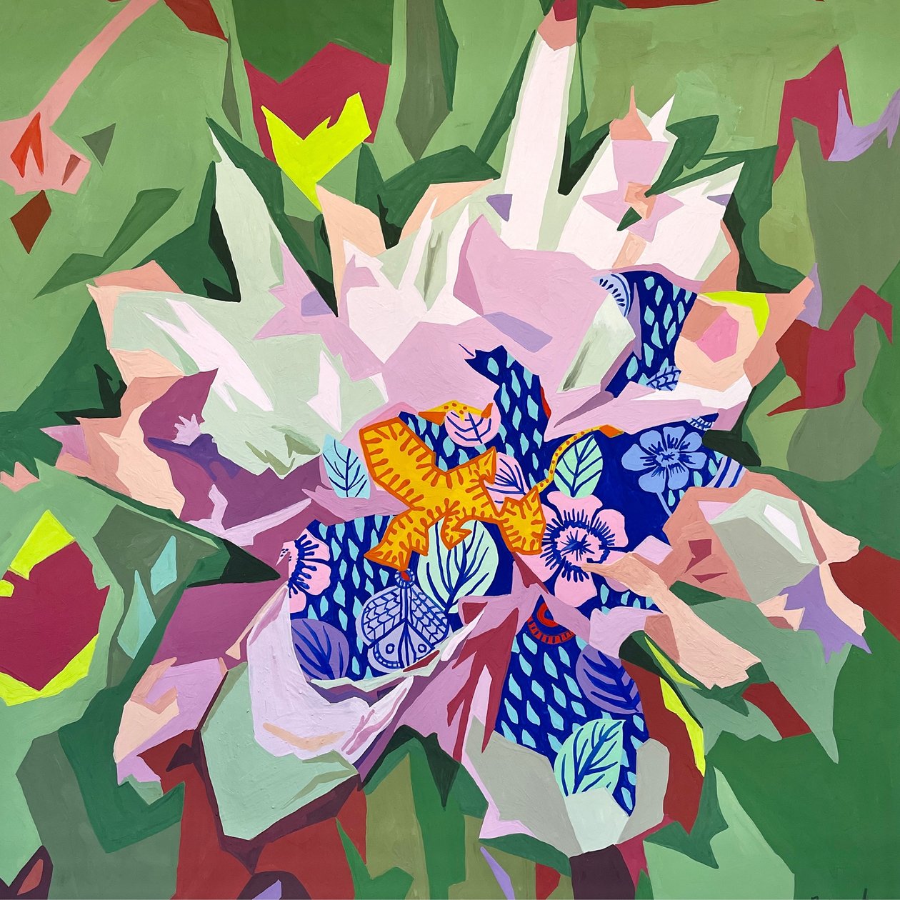 Abstrakcja kwiatowa #2, 2023 (gwasz na papierze) autorstwa Holly Boruck