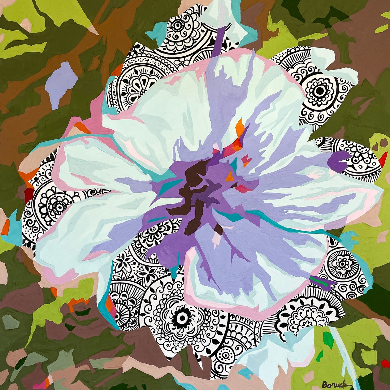 Abstrakcja kwiatowa #4, 2023 (gwasz na papierze) autorstwa Holly Boruck