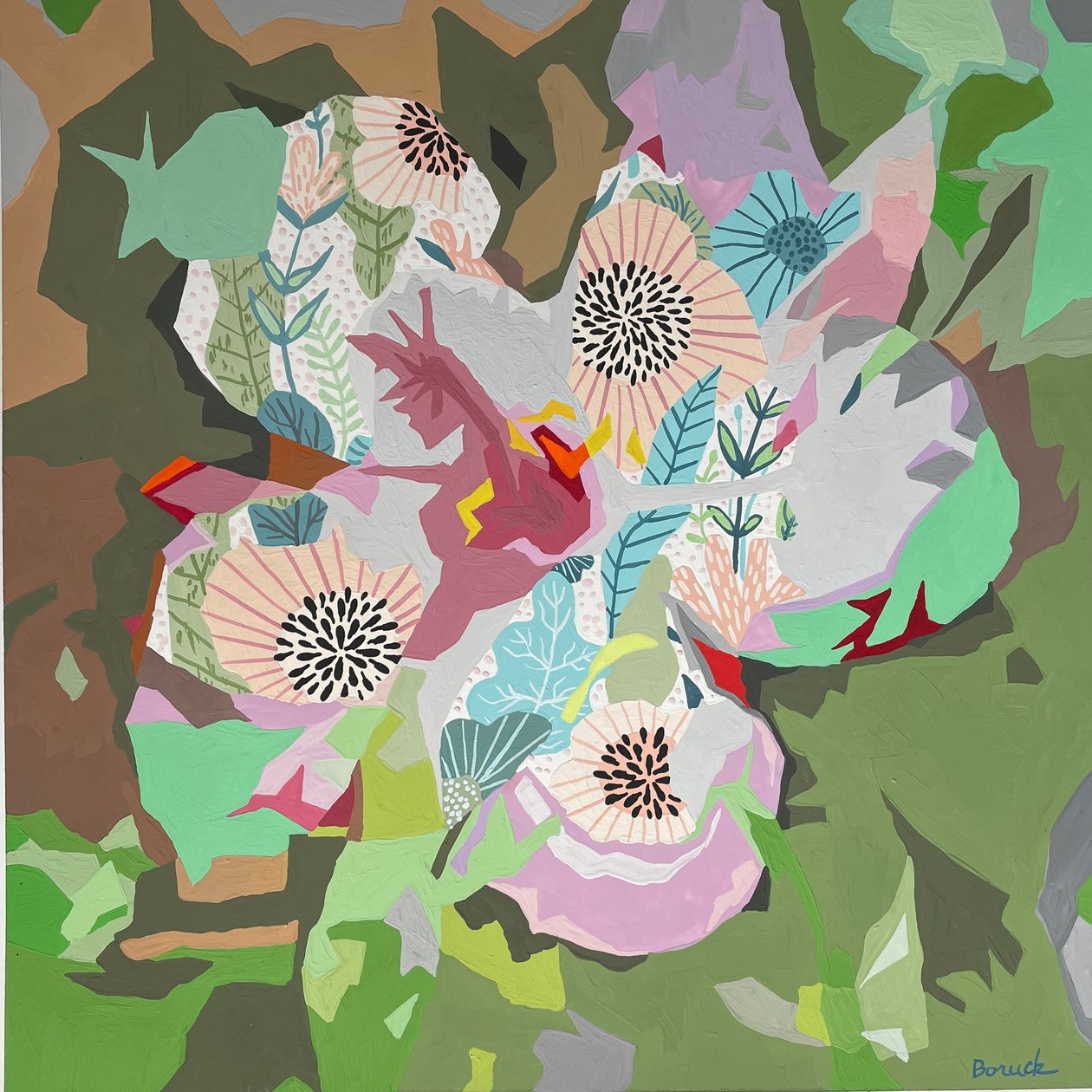 Abstrakcja kwiatowa #5, 2023 (gwasz na papierze) autorstwa Holly Boruck