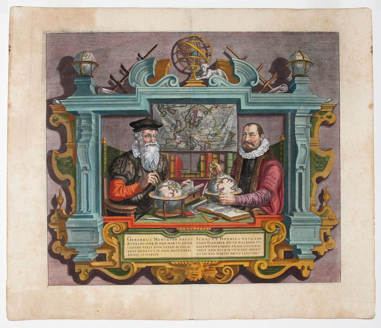 Podwójny portret Gerardusa Mercatora 1512-1594 i Jodocusa Hondiusa 1563-1612 autorstwa Hondius