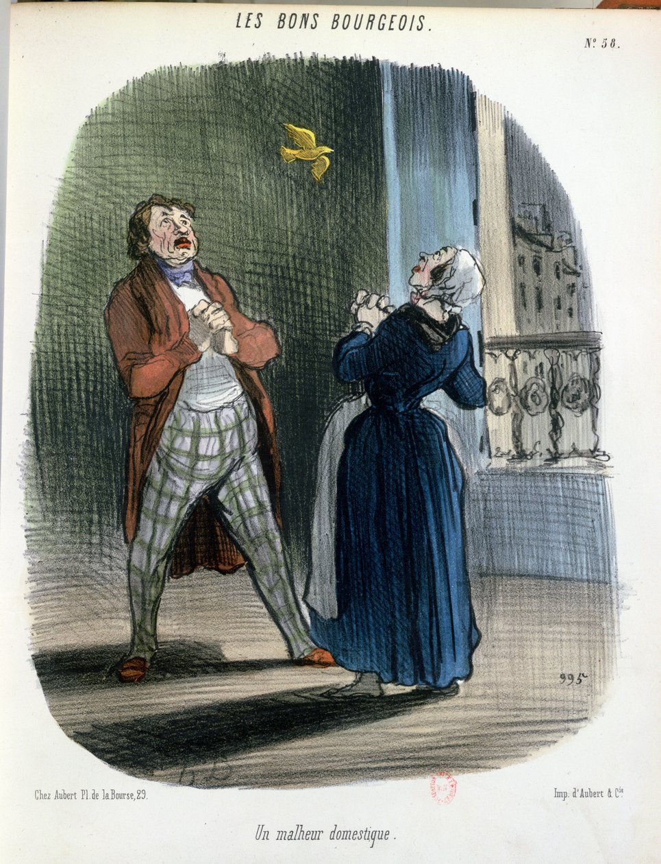 Incydent domowy, z „Les Bons Bourgeois”, ok. 1835-40 autorstwa Honoré Daumier
