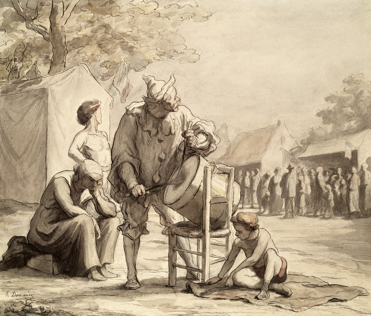 Akrobaci na targach ok. 1865-69 autorstwa Honoré Daumier