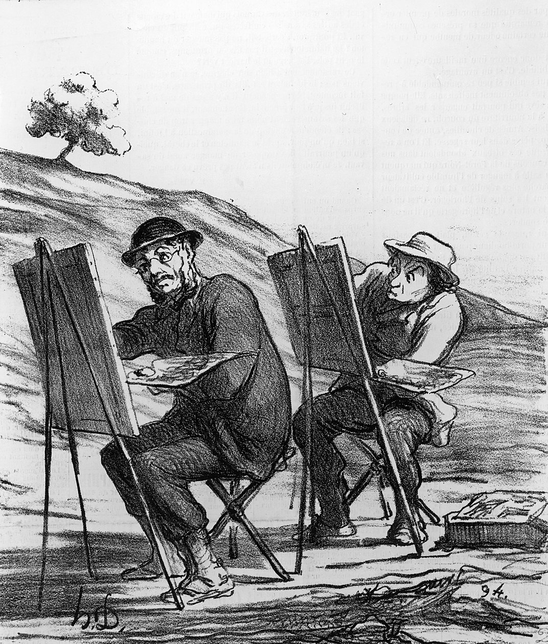Rysunkowi wyśmiewcy pejzażyści, z magazynu „Charivari”, 12 maja 1865 r. autorstwa Honoré Daumier