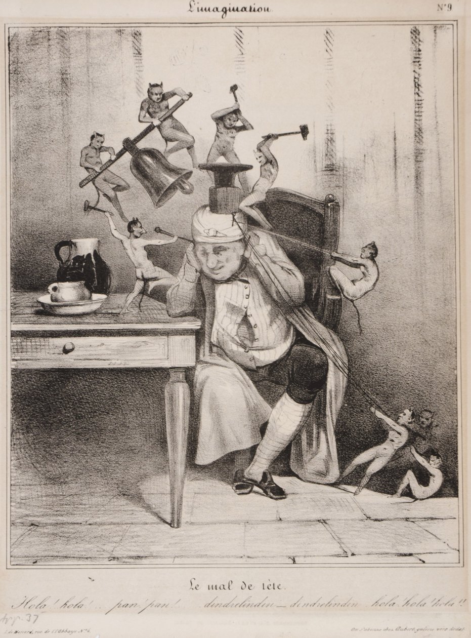 Ból głowy, 1833 (litografia) autorstwa Honoré Daumier