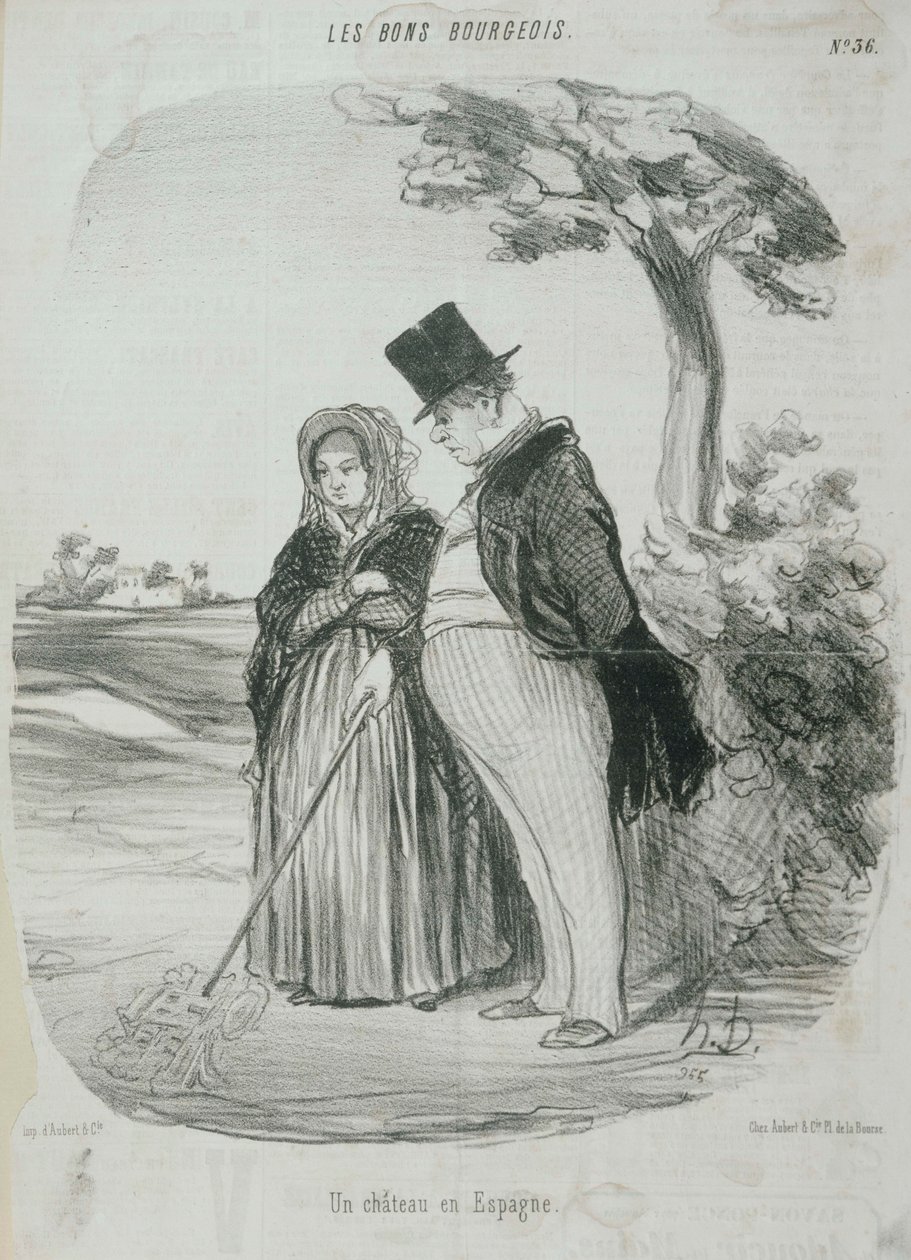 Les Bons Bourgeois - zamek w Hiszpanii autorstwa Honoré Daumier