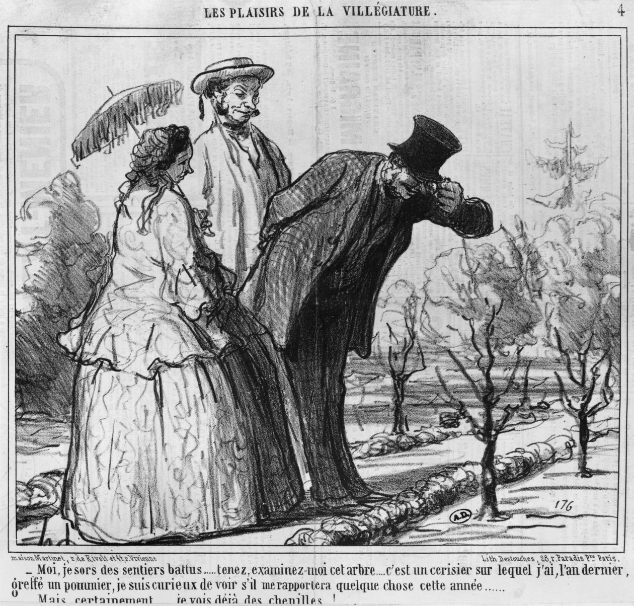 Les Plaisirs de la Villegiature, ilustracja z „Le Charivari”, 1858 autorstwa Honoré Daumier