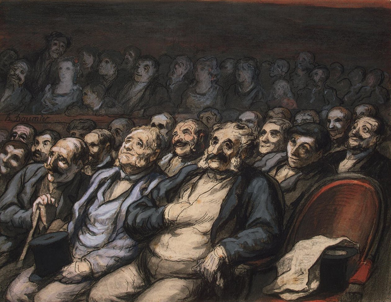 Fotel orkiestrowy, ok. 1856 (pióro i atrament z toaletą na papierze) autorstwa Honoré Daumier