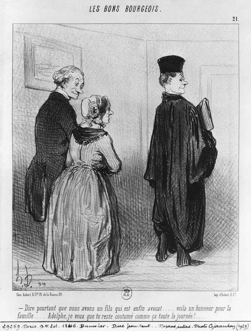 Seria „Les Bons Bourgeois”, Czy to nie cudowne mieć syna, który jest prawnikiem, płyta 21, ilustracja z „Le Charivari”, 27 października 1846 autorstwa Honoré Daumier