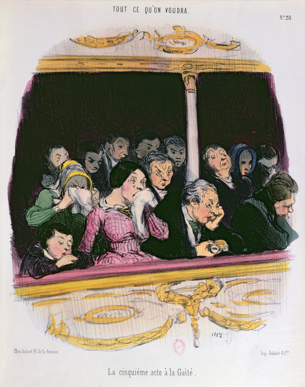 „Piąty akt w Gaiety Theatre”, połowa XIX wieku autorstwa Honoré Daumier