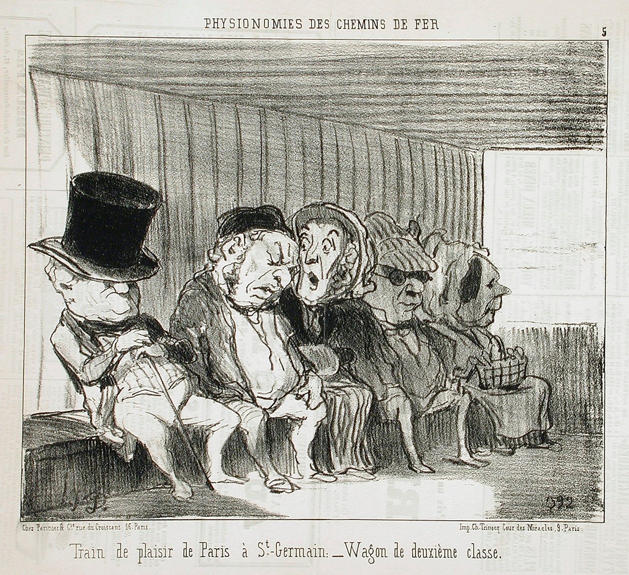 Pociąg wycieczkowy z Paryża do St-Germain ... autorstwa Honoré Daumier