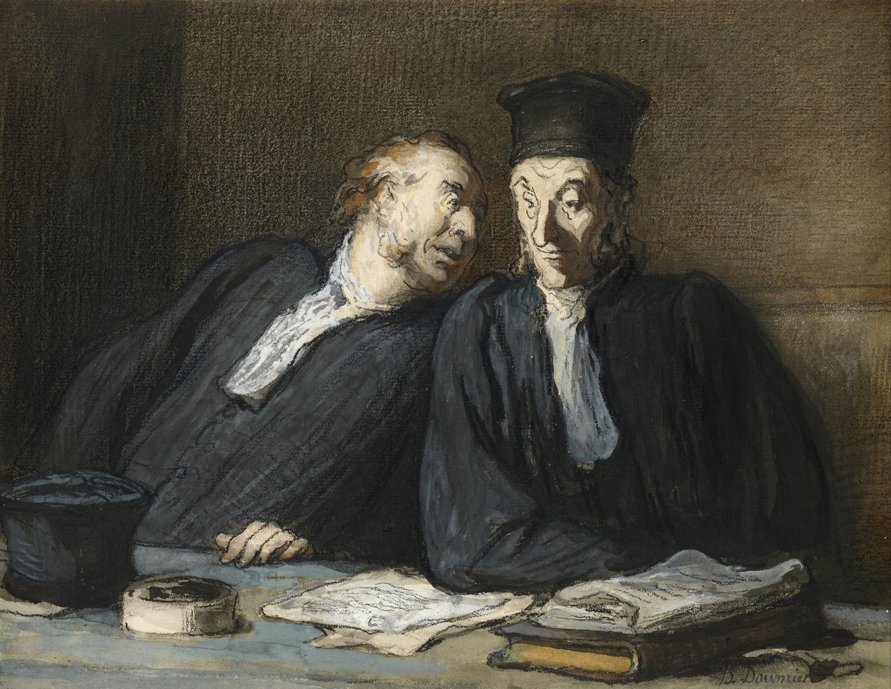 Rozmowa dwóch prawników autorstwa Honoré Daumier