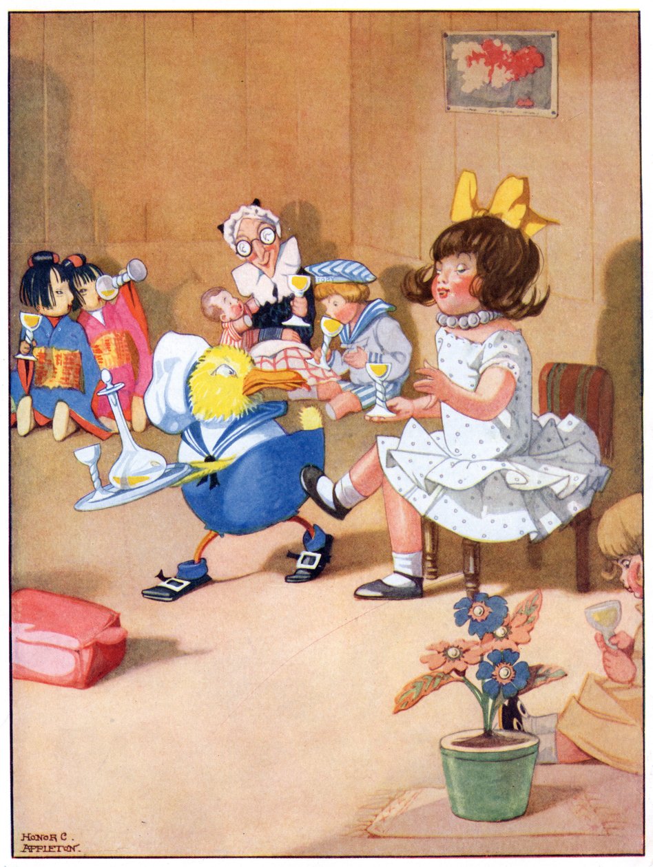 Prawie się boję, że wystawił język, ilustracja z „Josephine Keeps House”, wydanej przez Blackie & Co. autorstwa Honor Charlotte Appleton