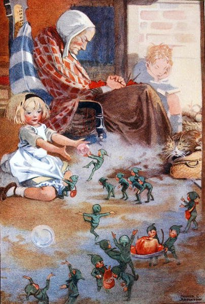 Ilustracja ze „Skarbnicy wierszy dla szkoły i domu”, wybrana przez M.G.Edgara i Erica Chilmana (kolor lito) autorstwa Honor Charlotte Appleton