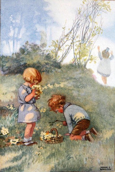 Ilustracja ze „Skarbnicy wierszy dla szkoły i domu”, wybrana przez M.G.Edgara i Erica Chilmana (kolor lito) autorstwa Honor Charlotte Appleton