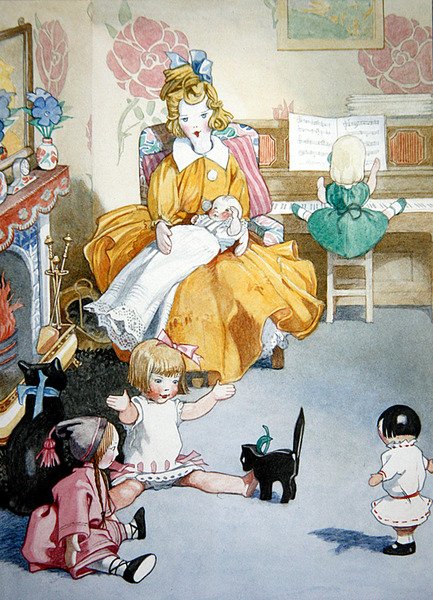 W salonie (akwarela na papierze) autorstwa Honor Charlotte Appleton
