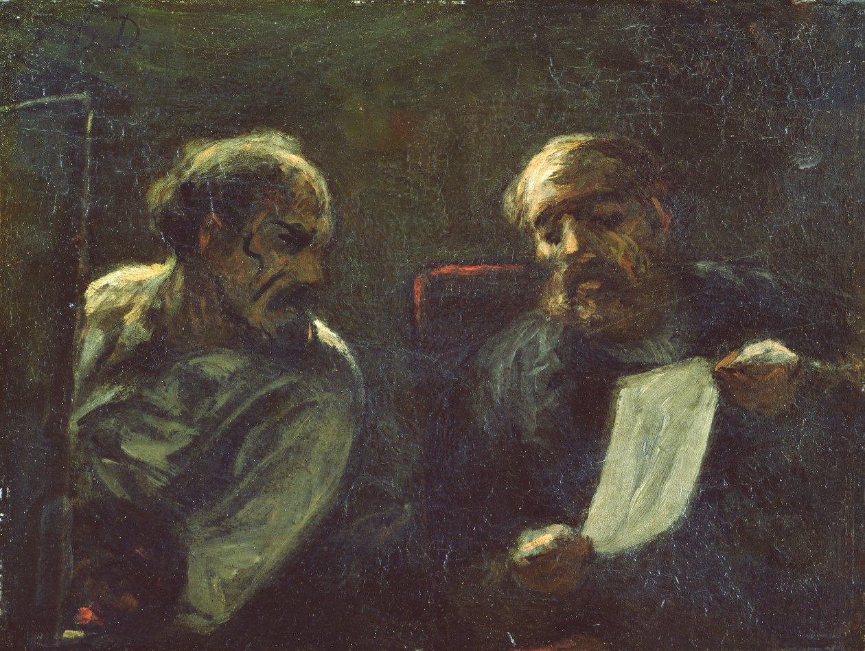 Dyskusja w studio, 1852-55 autorstwa Honoré Daumier