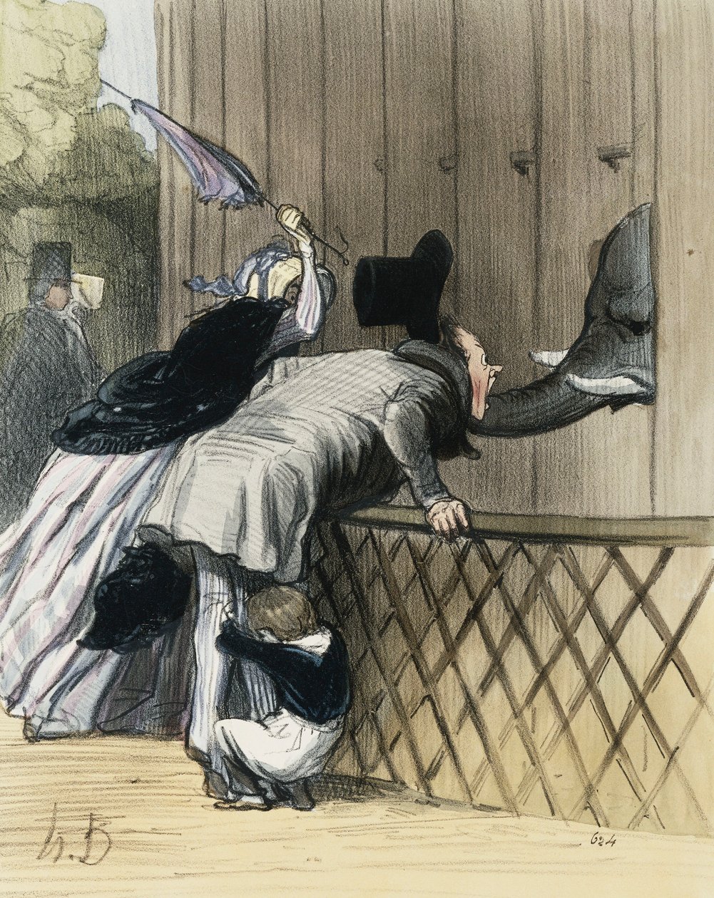 Strach w Jardin des Plantes, z „Les Etrangers a Paris” Honore Daumier, Aubert et Compagnie, 1844 autorstwa Honoré Daumier