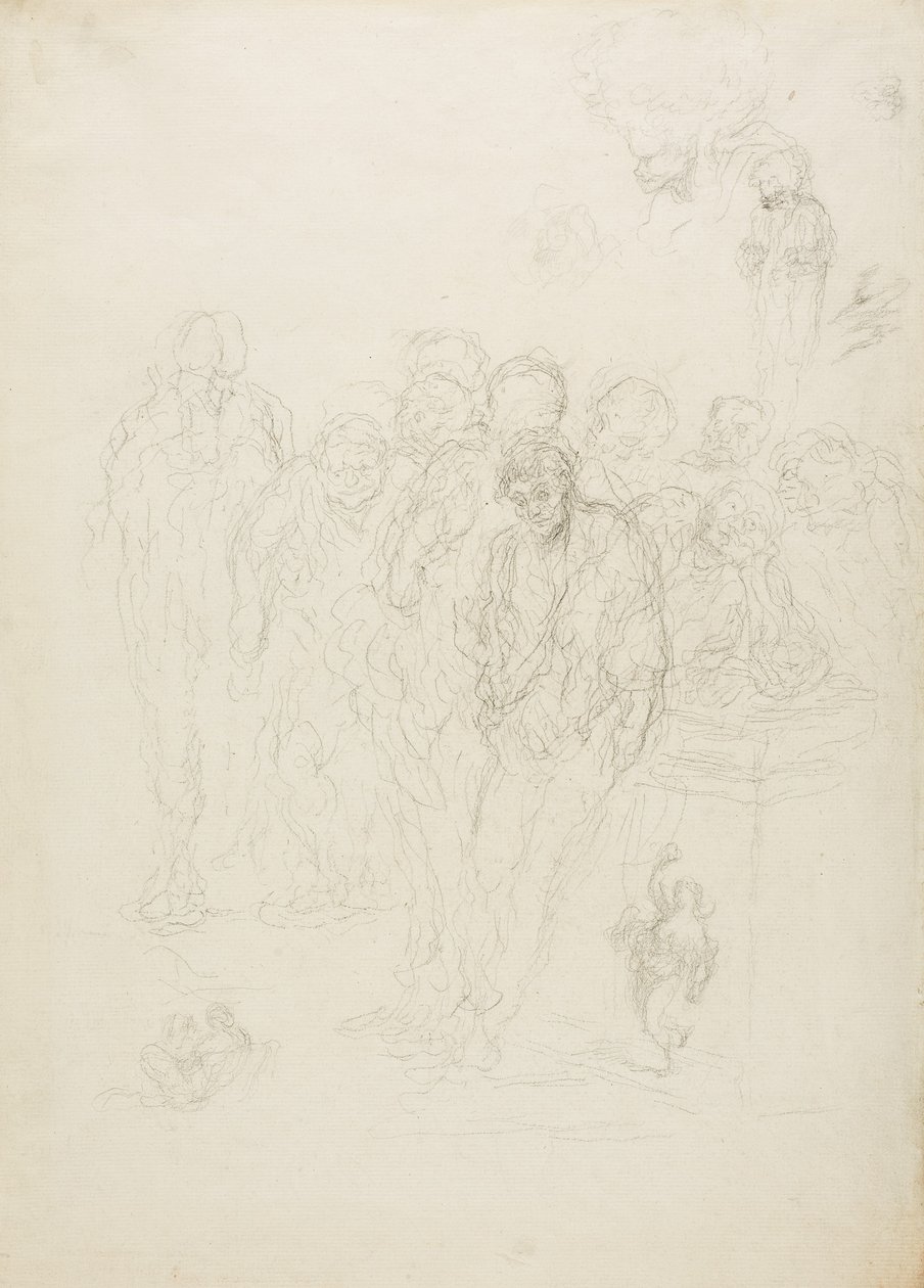 Grupa mężczyzn i inne szkice, 1857 autorstwa Honoré Daumier